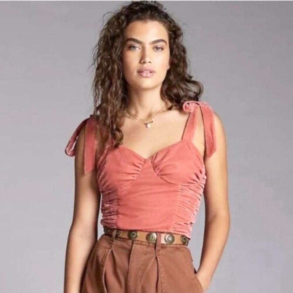 Anthropologie Velvet velour corset crop top size XS